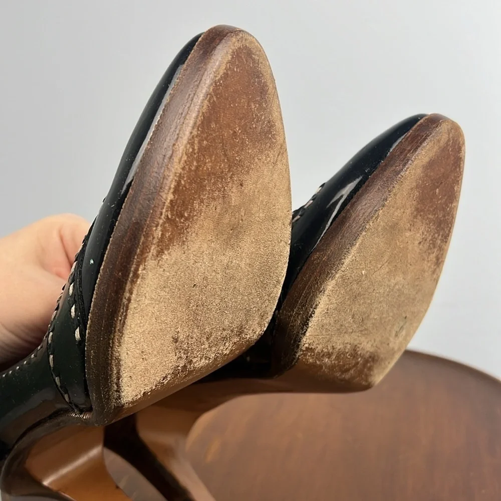 Bottega Veneta vintage patent exposed stitch designer pumps size 38.5